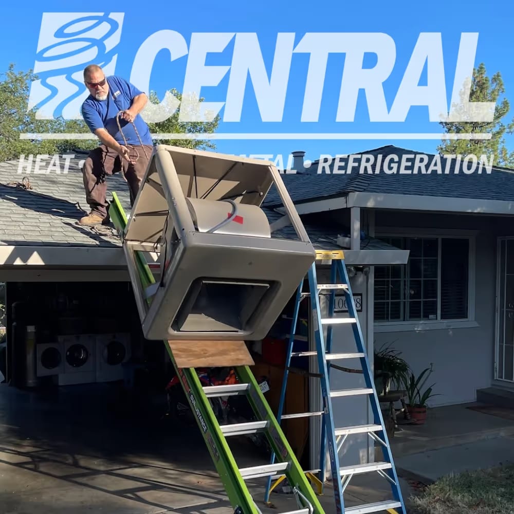 HVAC Repairman Servicing Air Conditioning unit